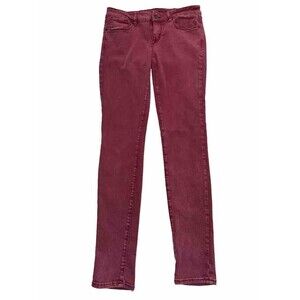 Bullhead Denim Women’s Jeans Mid Rise Skinniest Burgundy Maroon Size 7